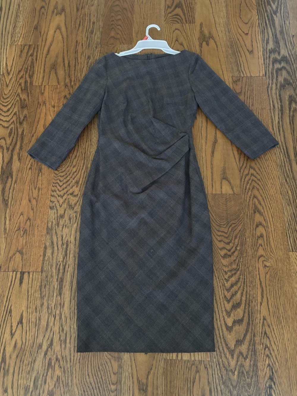 MaxMara Charcoal Plaid Midi Sheath Dress
